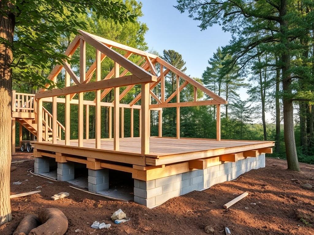 Foundation for a lightweight timber houseфото